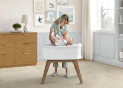 Bassinets|Bassinets*Delta Children Aero Smart Auto Glide Bassinet with Cry Detection & Bluetooth Wireless Technology