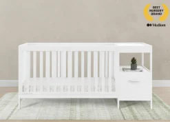 Baby Cribs*Delta Children Alice 5-in-1 Convertible Crib and Changer Bianca White (130)