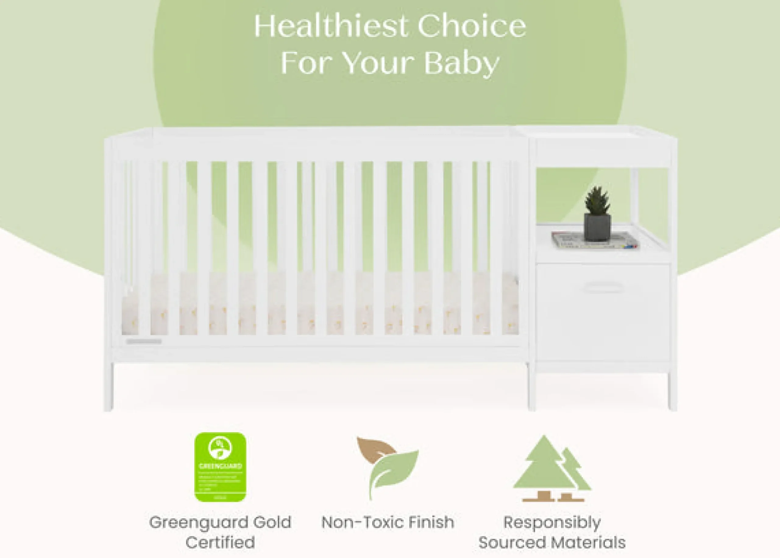 Baby Cribs*Delta Children Alice 5-in-1 Convertible Crib and Changer Bianca White (130)