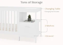 Baby Cribs*Delta Children Alice 5-in-1 Convertible Crib and Changer Bianca White (130)