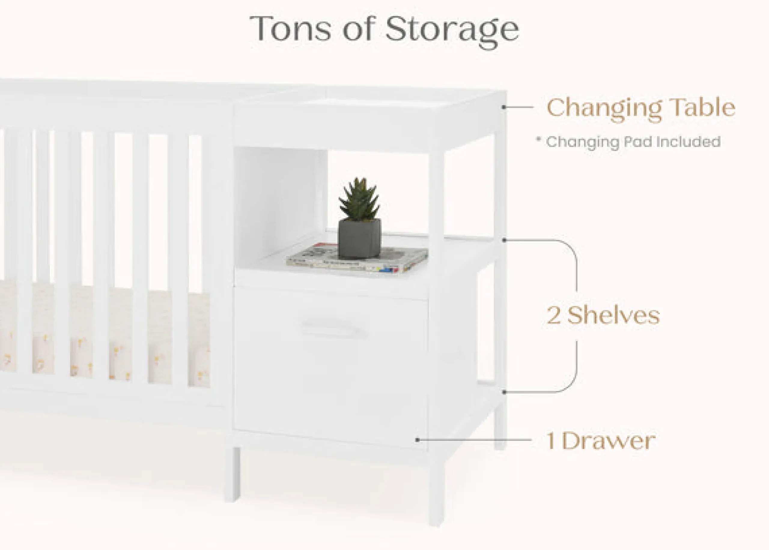 Baby Cribs*Delta Children Alice 5-in-1 Convertible Crib and Changer Bianca White (130)