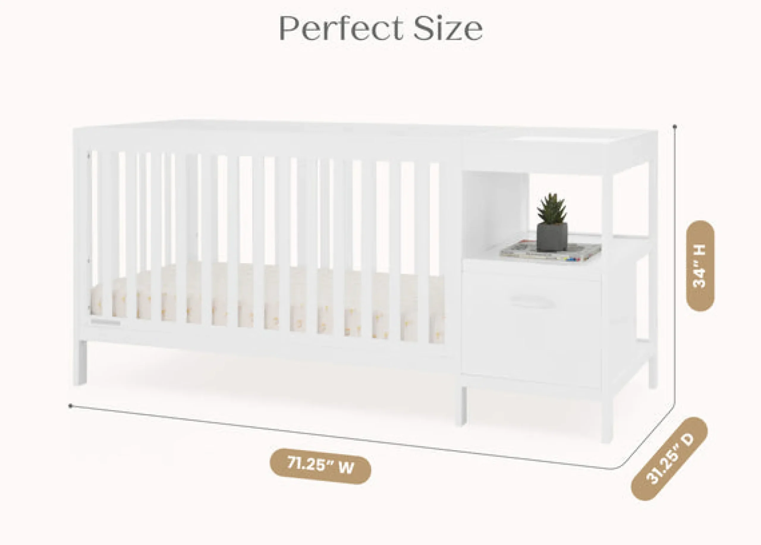 Baby Cribs*Delta Children Alice 5-in-1 Convertible Crib and Changer Bianca White (130)