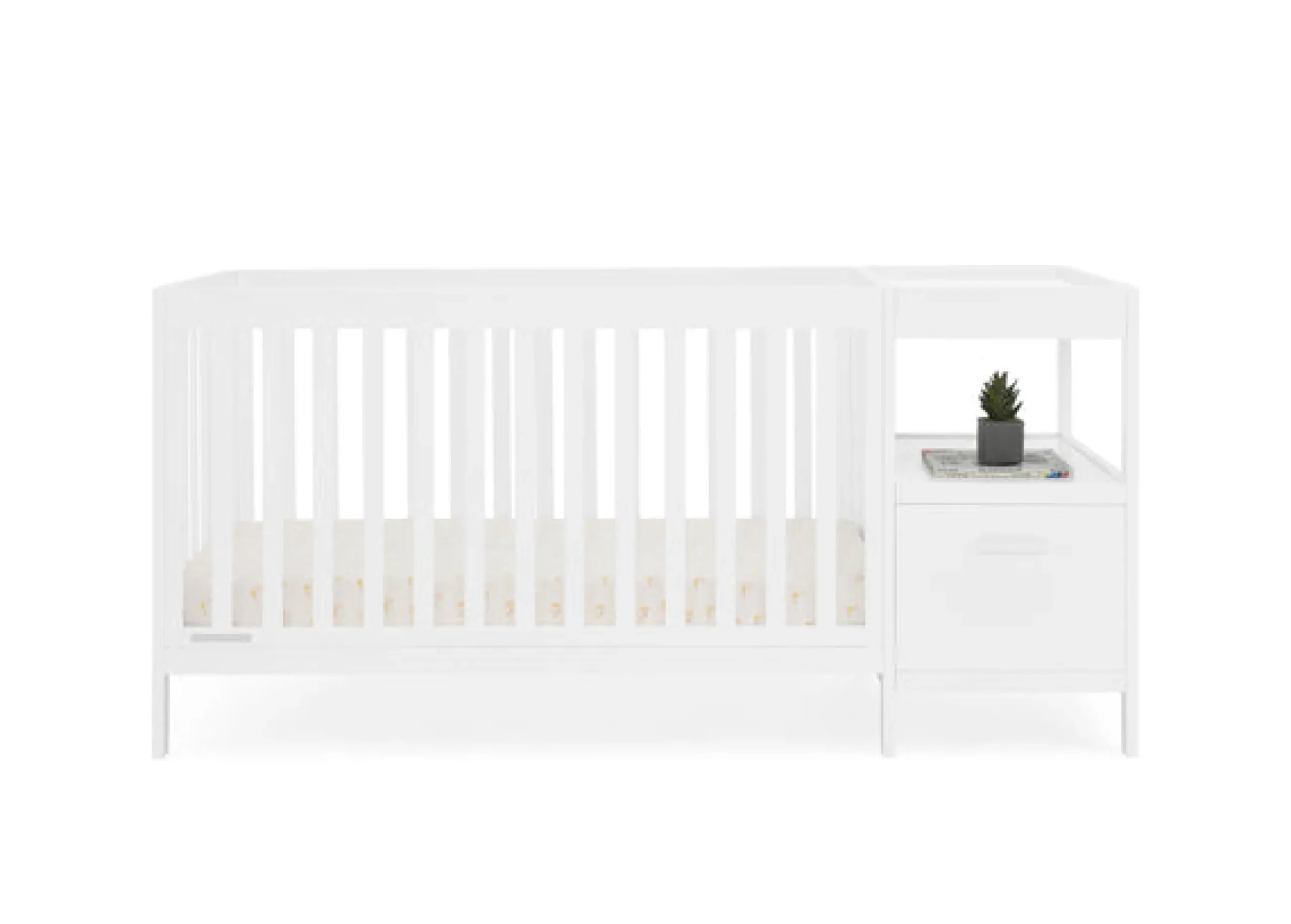 Baby Cribs*Delta Children Alice 5-in-1 Convertible Crib and Changer Bianca White (130)