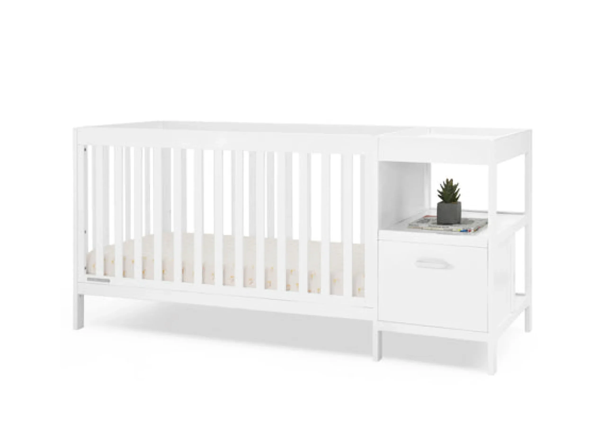 Baby Cribs*Delta Children Alice 5-in-1 Convertible Crib and Changer Bianca White (130)