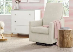 Gliders & Recliners*Delta Children Andie Nursery Glider Swivel Chair with Stain-Resistant LiveSmart Fabric Limestone (1416)
