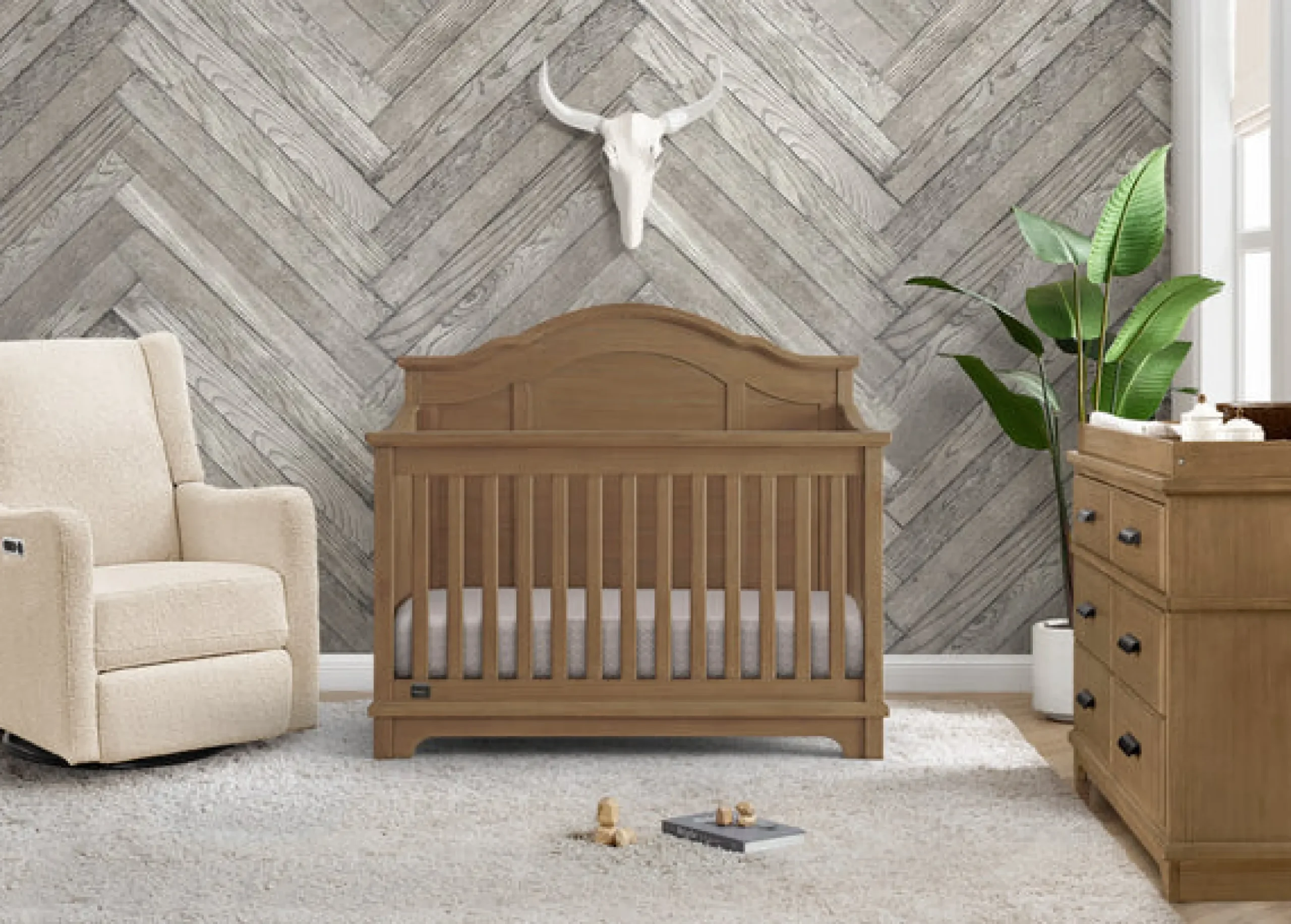 Baby Cribs*Simmons Kids Asher 6-in-1 Convertible Crib Aged Oak (845)