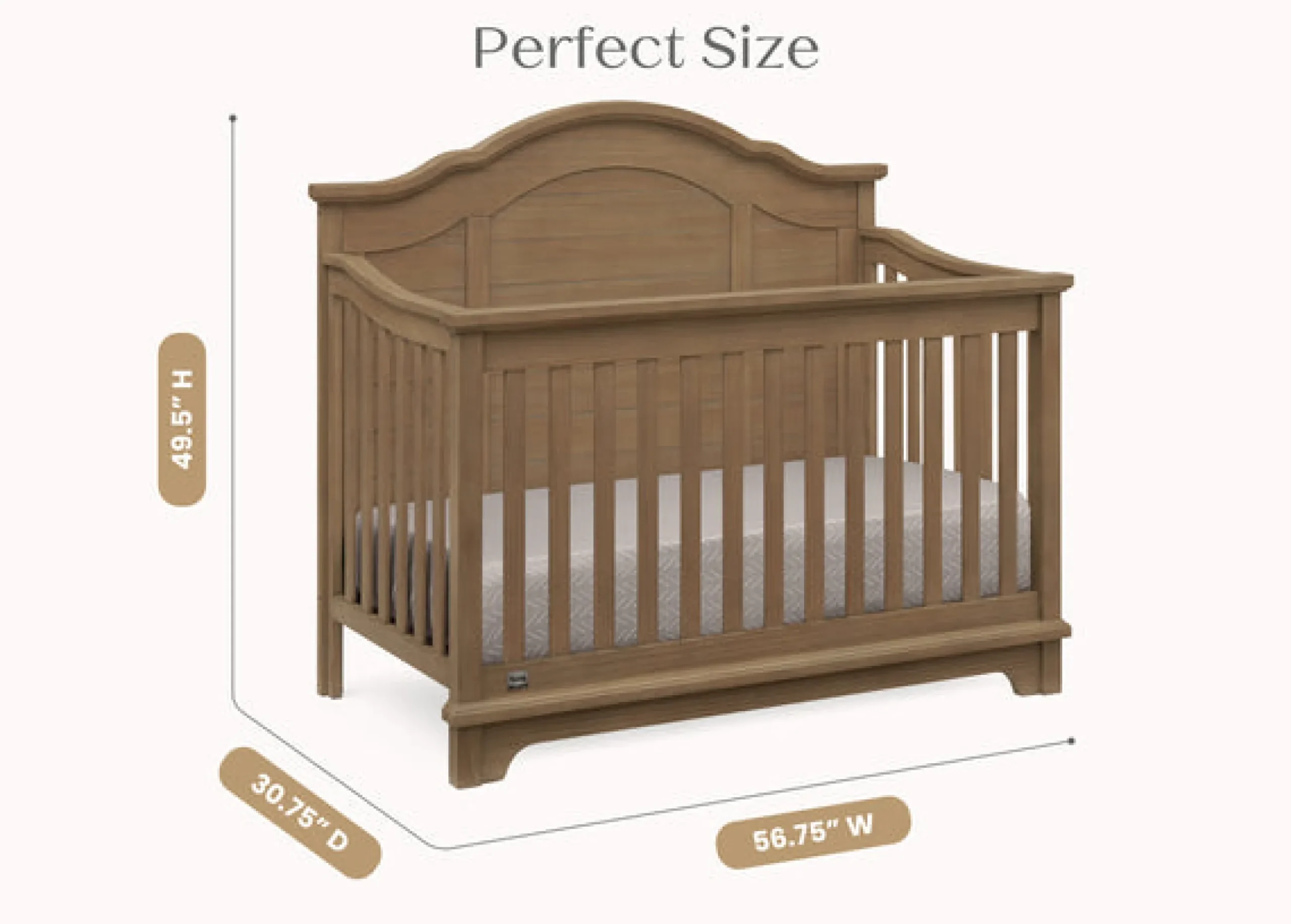 Baby Cribs*Simmons Kids Asher 6-in-1 Convertible Crib Aged Oak (845)