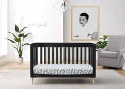 Baby Cribs*Delta Children Austin Acrylic 4-in-1 Convertible Crib Midnight Grey with Natural (1372)