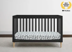 Baby Cribs*Delta Children Austin Acrylic 4-in-1 Convertible Crib Midnight Grey with Natural (1372)