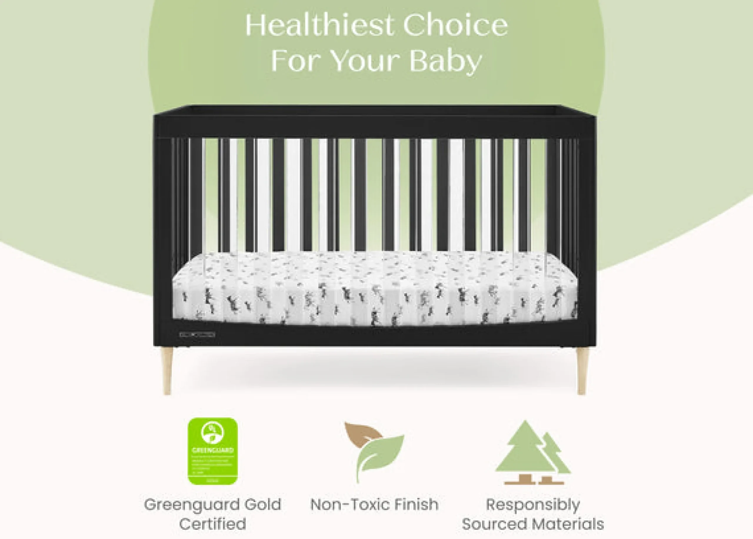 Baby Cribs*Delta Children Austin Acrylic 4-in-1 Convertible Crib Midnight Grey with Natural (1372)