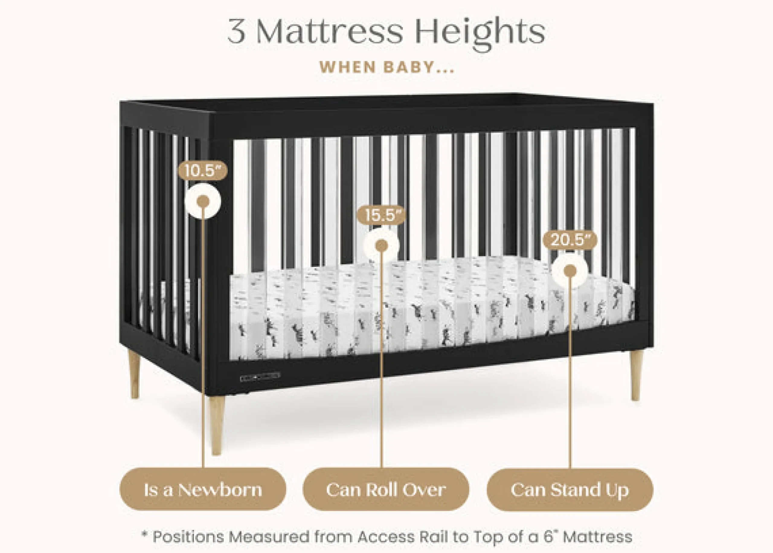 Baby Cribs*Delta Children Austin Acrylic 4-in-1 Convertible Crib Midnight Grey with Natural (1372)