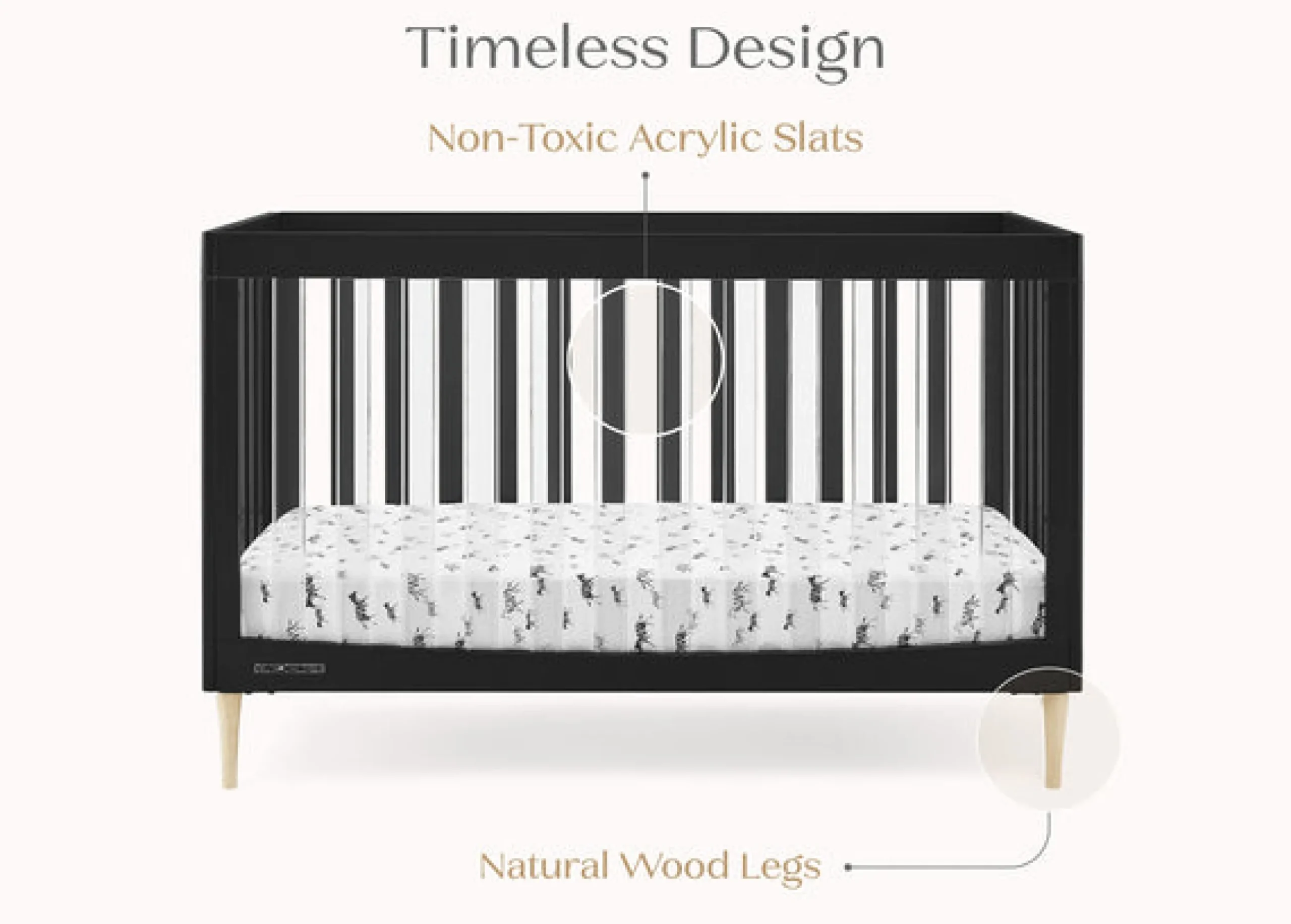 Baby Cribs*Delta Children Austin Acrylic 4-in-1 Convertible Crib Midnight Grey with Natural (1372)