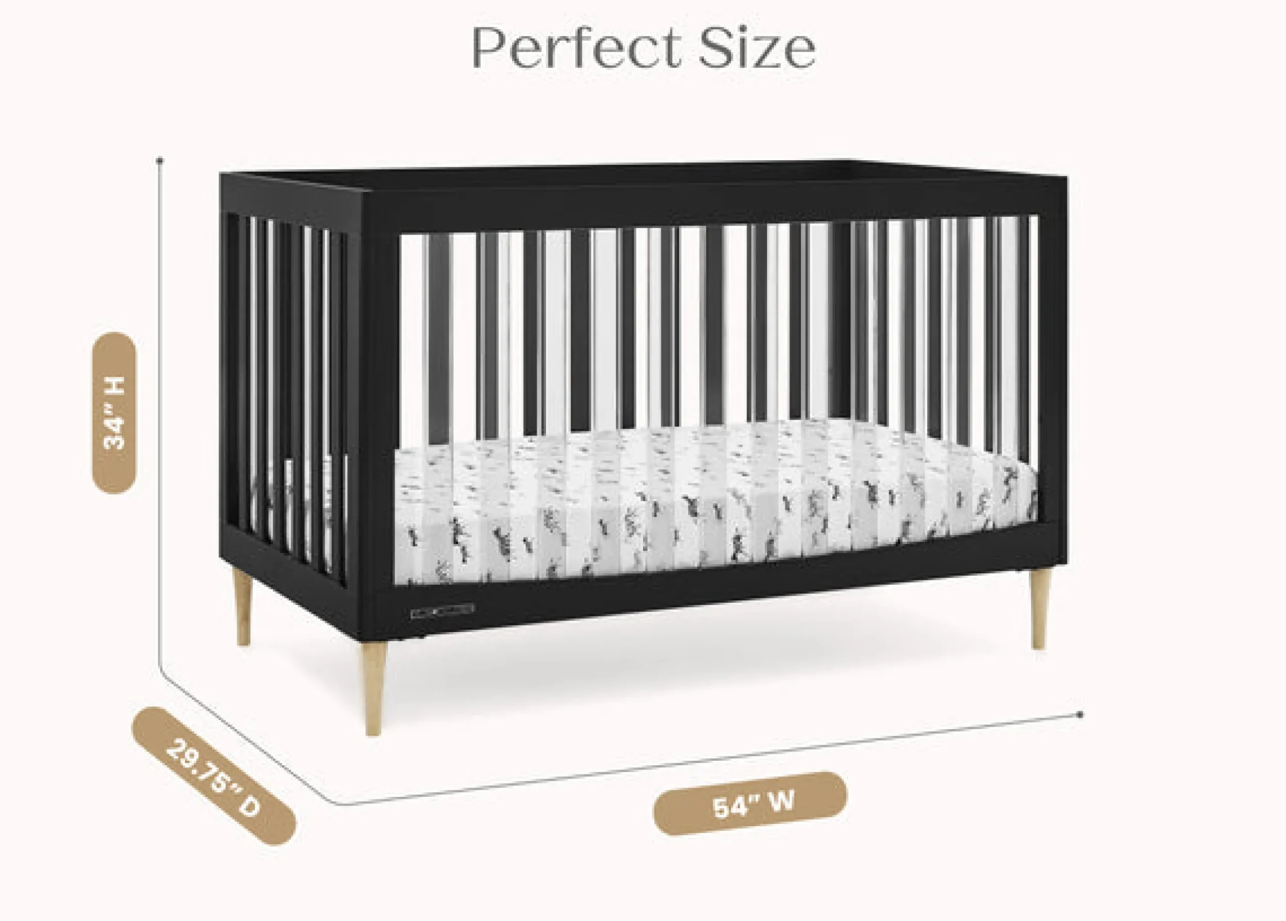 Baby Cribs*Delta Children Austin Acrylic 4-in-1 Convertible Crib Midnight Grey with Natural (1372)