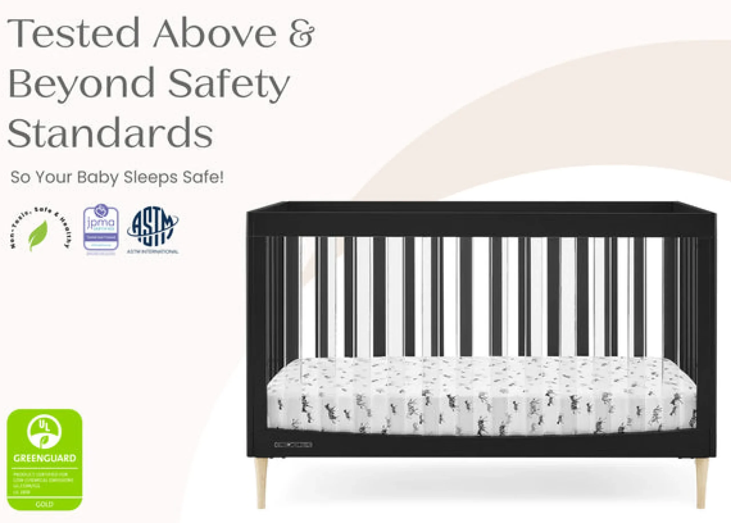 Baby Cribs*Delta Children Austin Acrylic 4-in-1 Convertible Crib Midnight Grey with Natural (1372)