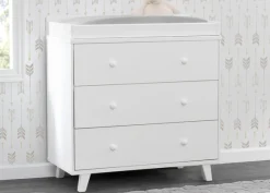 Dressers & Changing Tables|Dressers*Delta Children Ava 3 Drawer Dresser with Changing Top and Interlocking Drawers White (100)