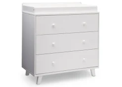 Dressers & Changing Tables|Dressers*Delta Children Ava 3 Drawer Dresser with Changing Top and Interlocking Drawers White (100)