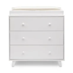 Dressers & Changing Tables|Dressers*Delta Children Ava 3 Drawer Dresser with Changing Top and Interlocking Drawers White (100)