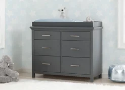 Dressers & Changing Tables|Dressers*Simmons Kids Avery 6 Drawer Dresser with Changing Top Charcoal Grey (029)