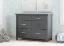 Dressers & Changing Tables|Dressers*Simmons Kids Avery 6 Drawer Dresser with Changing Top Charcoal Grey (029)