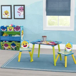 Table & Chair Sets|Table & Chair Sets*Delta Children Baby Shark 4-Piece Playroom Solution – Set Includes Table and 2 Chairs and 6-Bin Toy Organizer