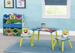 Table & Chair Sets|Table & Chair Sets*Delta Children Baby Shark 4-Piece Playroom Solution – Set Includes Table and 2 Chairs and 6-Bin Toy Organizer