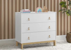 Dressers & Changing Tables|Dressers*babyGap by Delta Children babyGap Legacy 3 Drawer Dresser with Leather Pulls and Interlocking Drawers Bianca White with Natural (123)