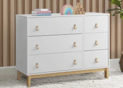 Dressers & Changing Tables|Dressers*babyGap by Delta Children babyGap Legacy 6 Drawer Dresser with Leather Pulls and Interlocking Drawers Bianca White with Natural (123)