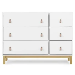 Dressers & Changing Tables|Dressers*babyGap by Delta Children babyGap Legacy 6 Drawer Dresser with Leather Pulls and Interlocking Drawers Bianca White with Natural (123)