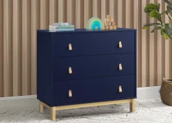 Dressers & Changing Tables|Dressers*babyGap by Delta Children babyGap Legacy 3 Drawer Dresser with Leather Pulls Navy with Natural (1481)