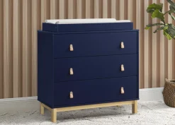 Dressers & Changing Tables|Dressers*babyGap by Delta Children babyGap Legacy 3 Drawer Dresser with Leather Pulls Navy with Natural (1481)