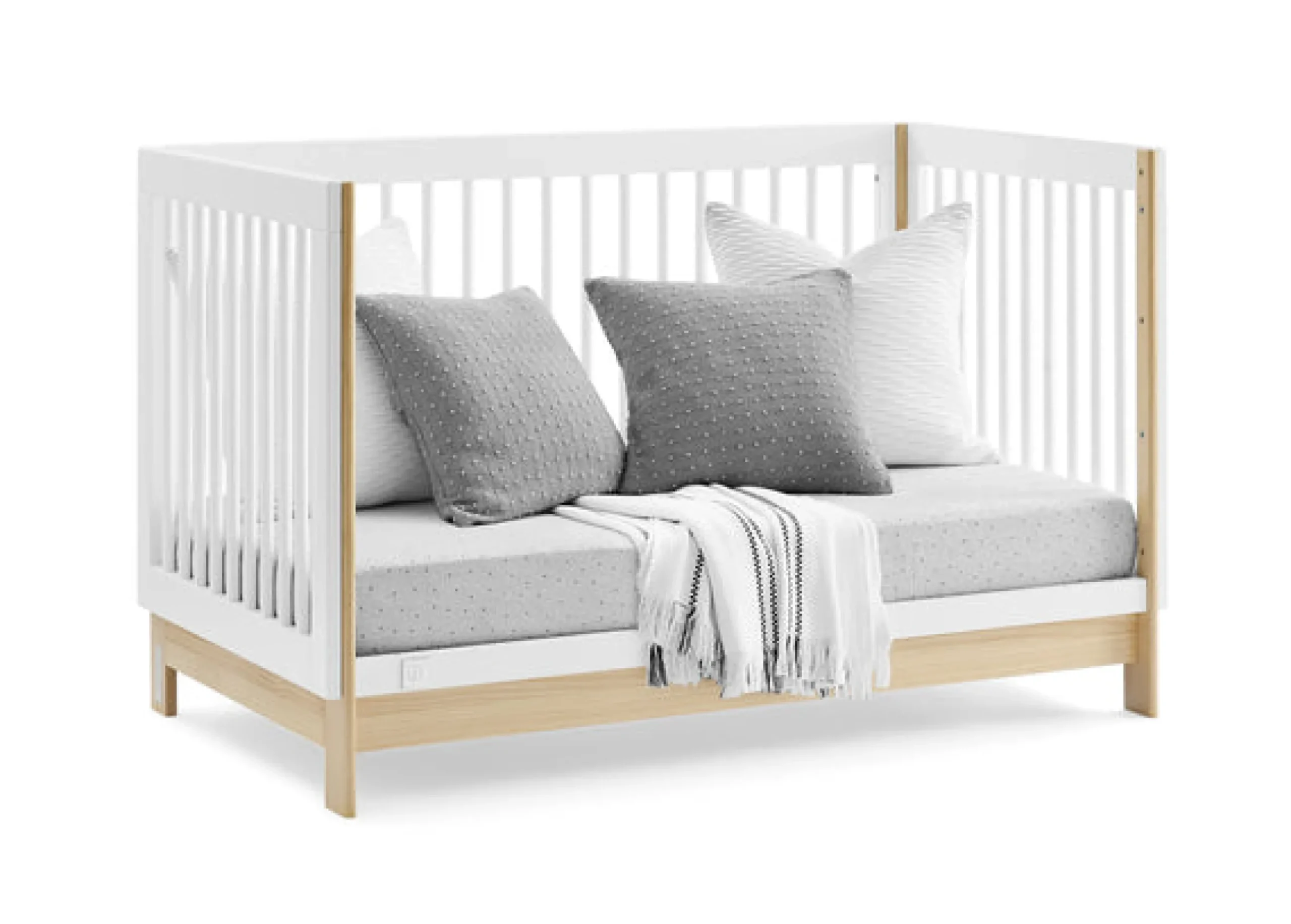 Baby Cribs*babyGap Tate 4-in-1 Convertible Crib Bianca White with Natural (123)