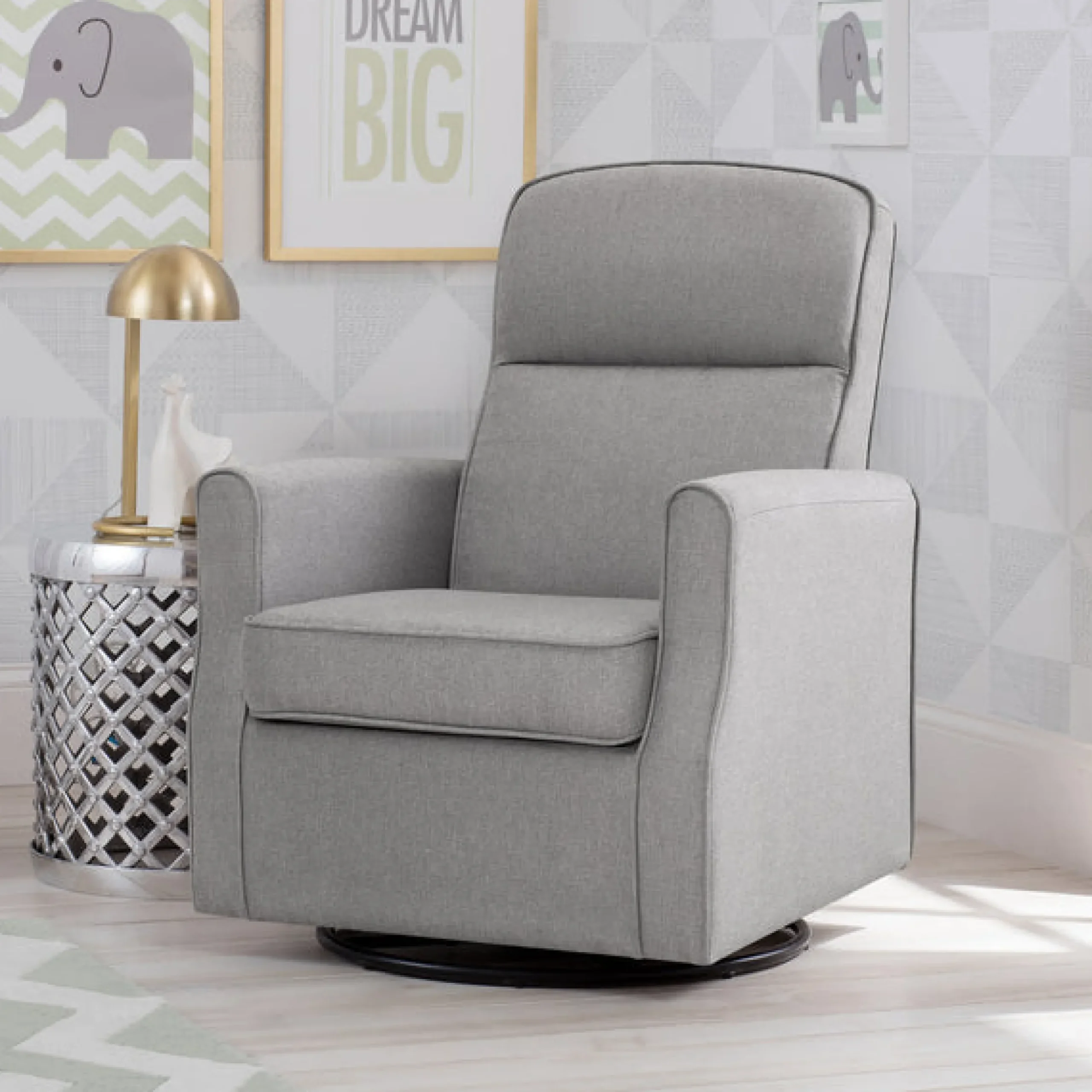 Gliders & Recliners*Delta Children Blair Slim Nursery Glider Swivel Rocker Chair French Grey (1304)