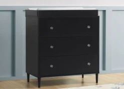 Dressers & Changing Tables|Dressers*Delta Children Bowie 3 Drawer Dresser with Changing Top and Interlocking Drawers Ebony (0011)