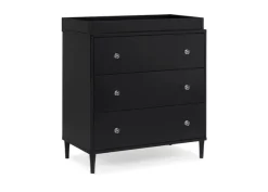 Dressers & Changing Tables|Dressers*Delta Children Bowie 3 Drawer Dresser with Changing Top and Interlocking Drawers Ebony (0011)