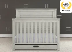 Baby Cribs*Simmons Kids Caden 6-in-1 Convertible Crib with Trundle Drawer Rustic Mist (1373)