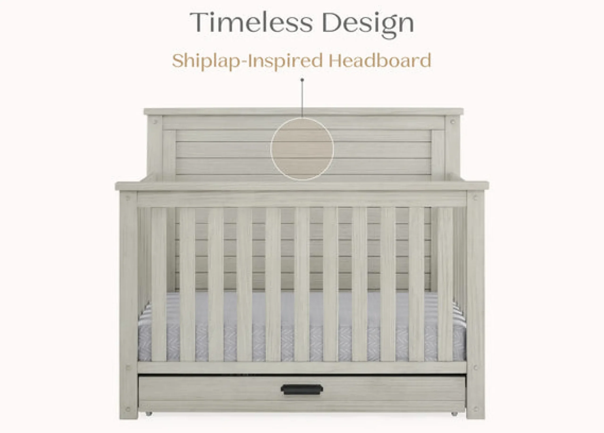 Baby Cribs*Simmons Kids Caden 6-in-1 Convertible Crib with Trundle Drawer Rustic Mist (1373)