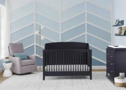 Baby Cribs*Delta Children Campbell 6-in-1 Convertible Crib Midnight Grey (1360)