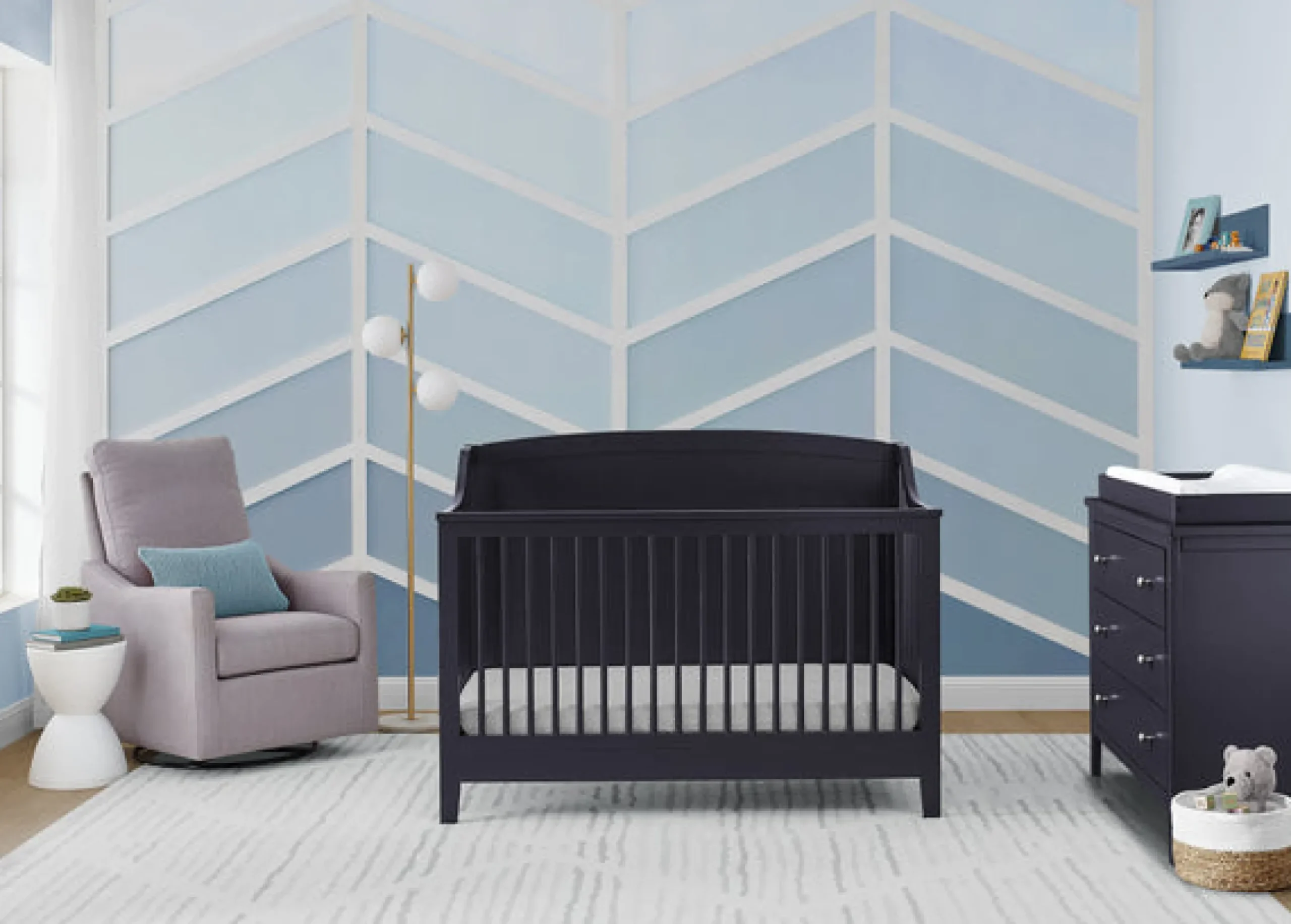 Baby Cribs*Delta Children Campbell 6-in-1 Convertible Crib Midnight Grey (1360)