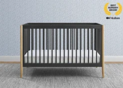 Baby Cribs*Delta Children Casey 6-in-1 Convertible Crib Charcoal Grey with Natural (1410)
