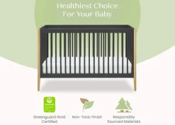 Baby Cribs*Delta Children Casey 6-in-1 Convertible Crib Charcoal Grey with Natural (1410)