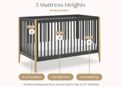 Baby Cribs*Delta Children Casey 6-in-1 Convertible Crib Charcoal Grey with Natural (1410)