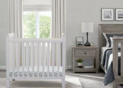 Baby Cribs*Delta Children Classic Mini Crib with 2.75-inch Mattress - Convertible to Twin Bed Bianca White (130)
