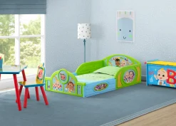 Toddler Beds|Table & Chair Sets*Delta Children CoComelon 4-Piece Toddler Room-in-a-Box Set – Includes Sleep and Play Toddler Bed, Table, 1 Chair and Toy Box