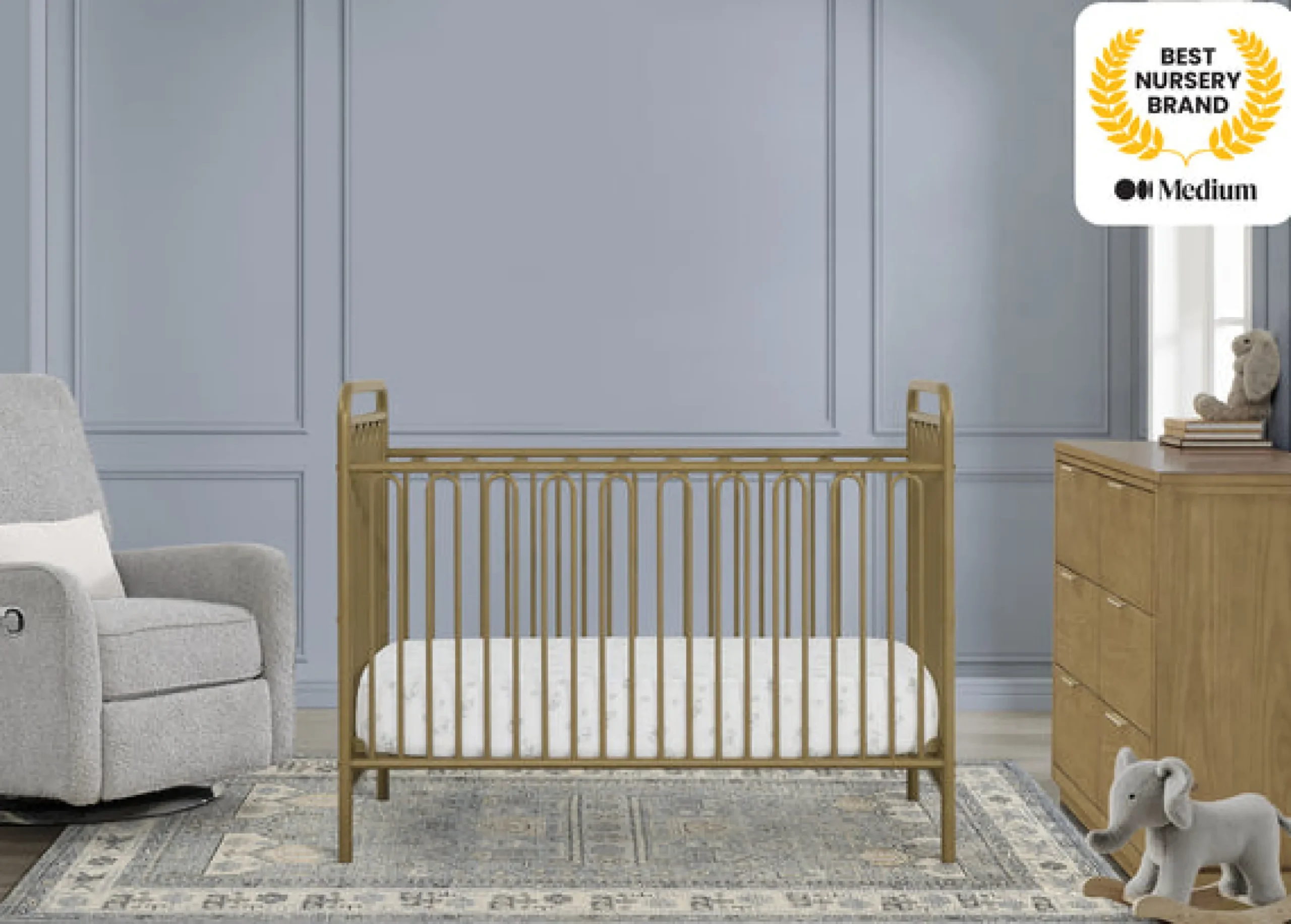 Baby Cribs*Delta Children Darcy 4-in-1 Convertible Metal Crib Melted Bronze (1362)