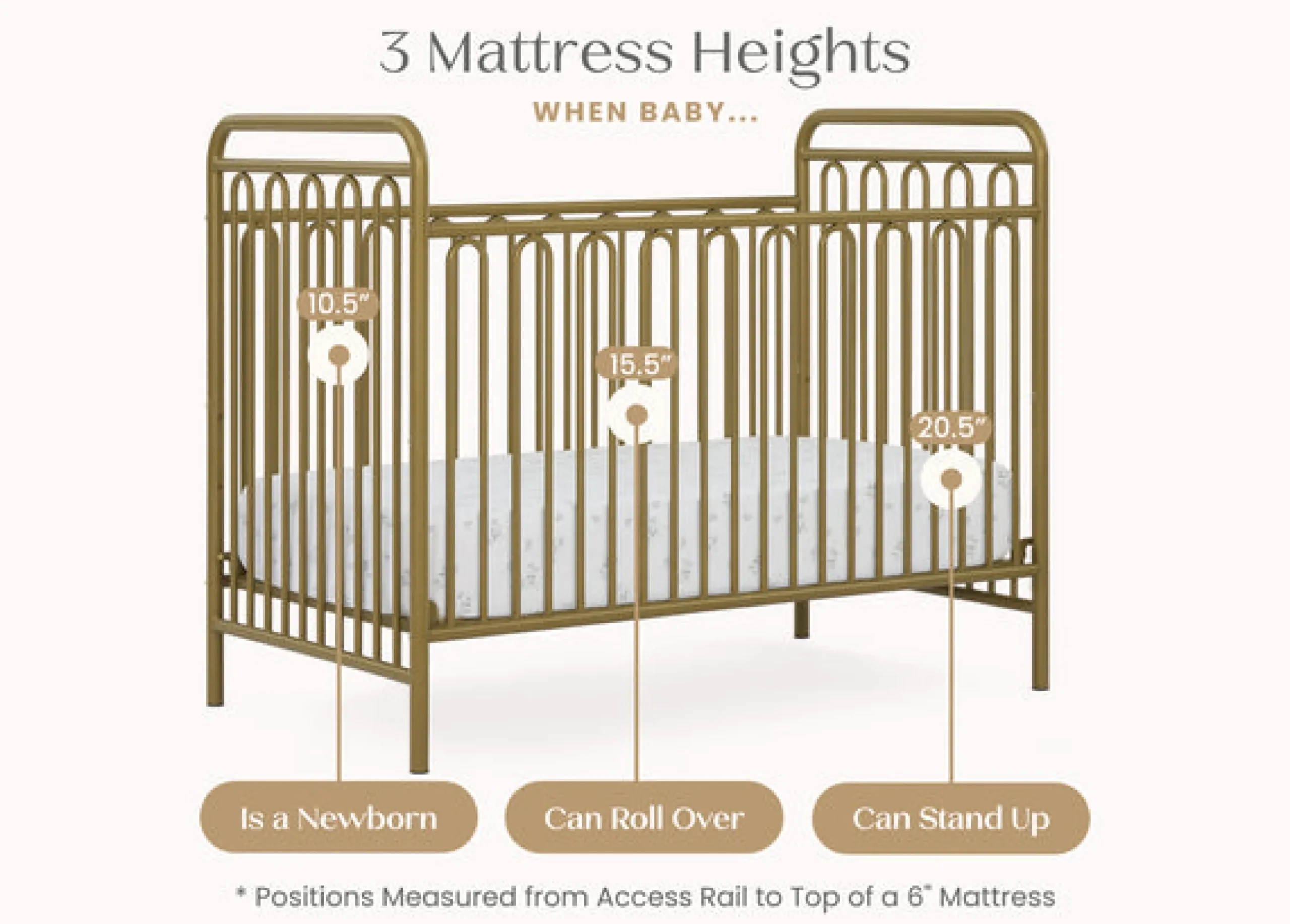 Baby Cribs*Delta Children Darcy 4-in-1 Convertible Metal Crib Melted Bronze (1362)