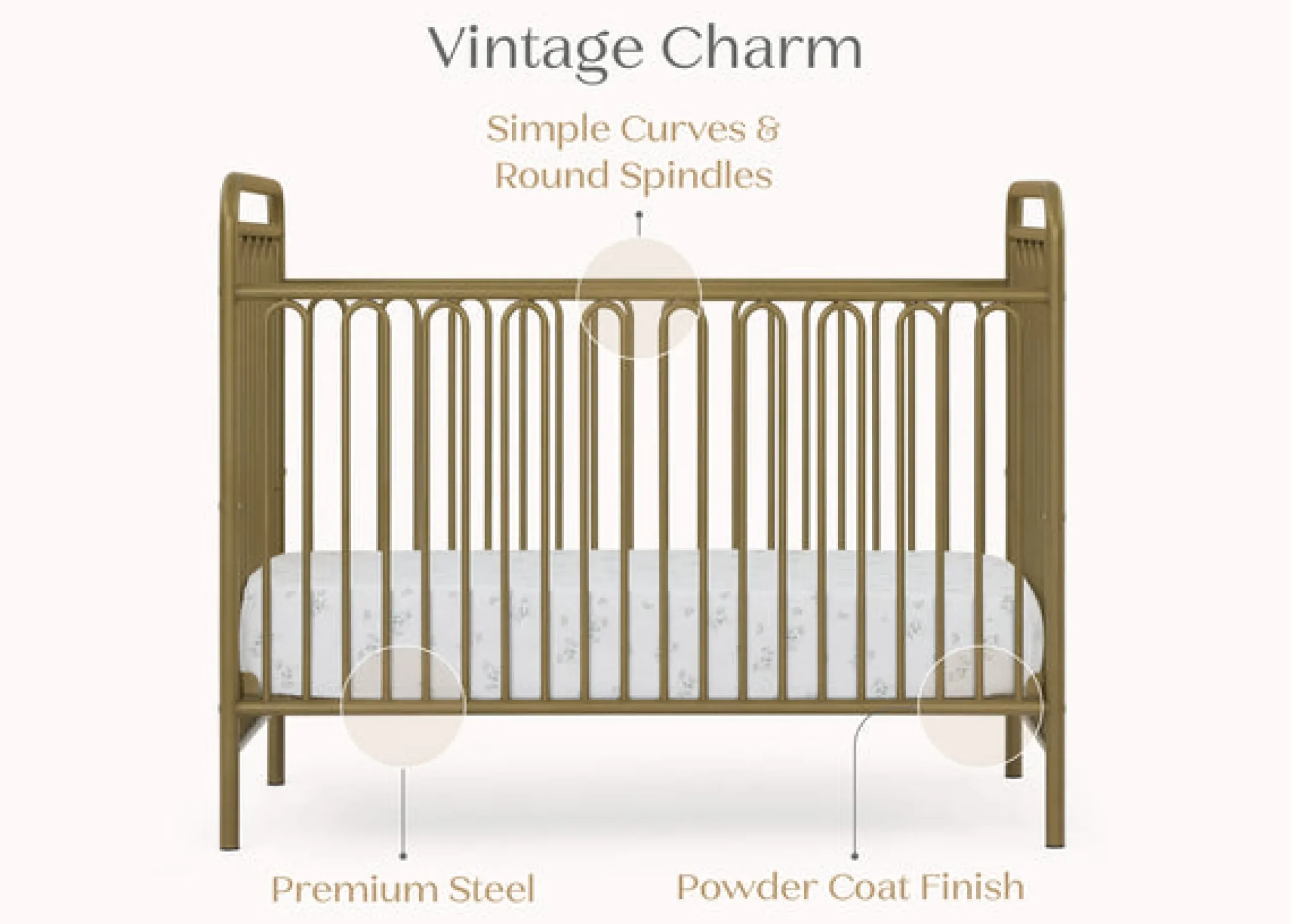 Baby Cribs*Delta Children Darcy 4-in-1 Convertible Metal Crib Melted Bronze (1362)