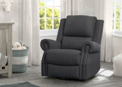Gliders & Recliners*Delta Children Dylan Nursery Recliner Glider Swivel Chair Charcoal Grey (931)