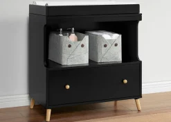 Dressers & Changing Tables|Dressers*Delta Children Essex Convertible Changing Table with Drawer Ebony with Natural (1482)