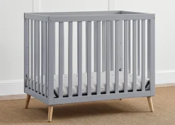 Baby Cribs*Delta Children Essex Convertible Mini Baby Crib with 2.75-Inch Mattress, Greenguard Gold Certified Grey with Natural (1359)