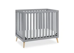 Baby Cribs*Delta Children Essex Convertible Mini Baby Crib with 2.75-Inch Mattress, Greenguard Gold Certified Grey with Natural (1359)